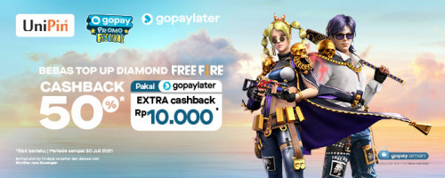 Top up Diamonds Free Fire, bisa dapat cashback hingga 50% pakai GoPay PayLater